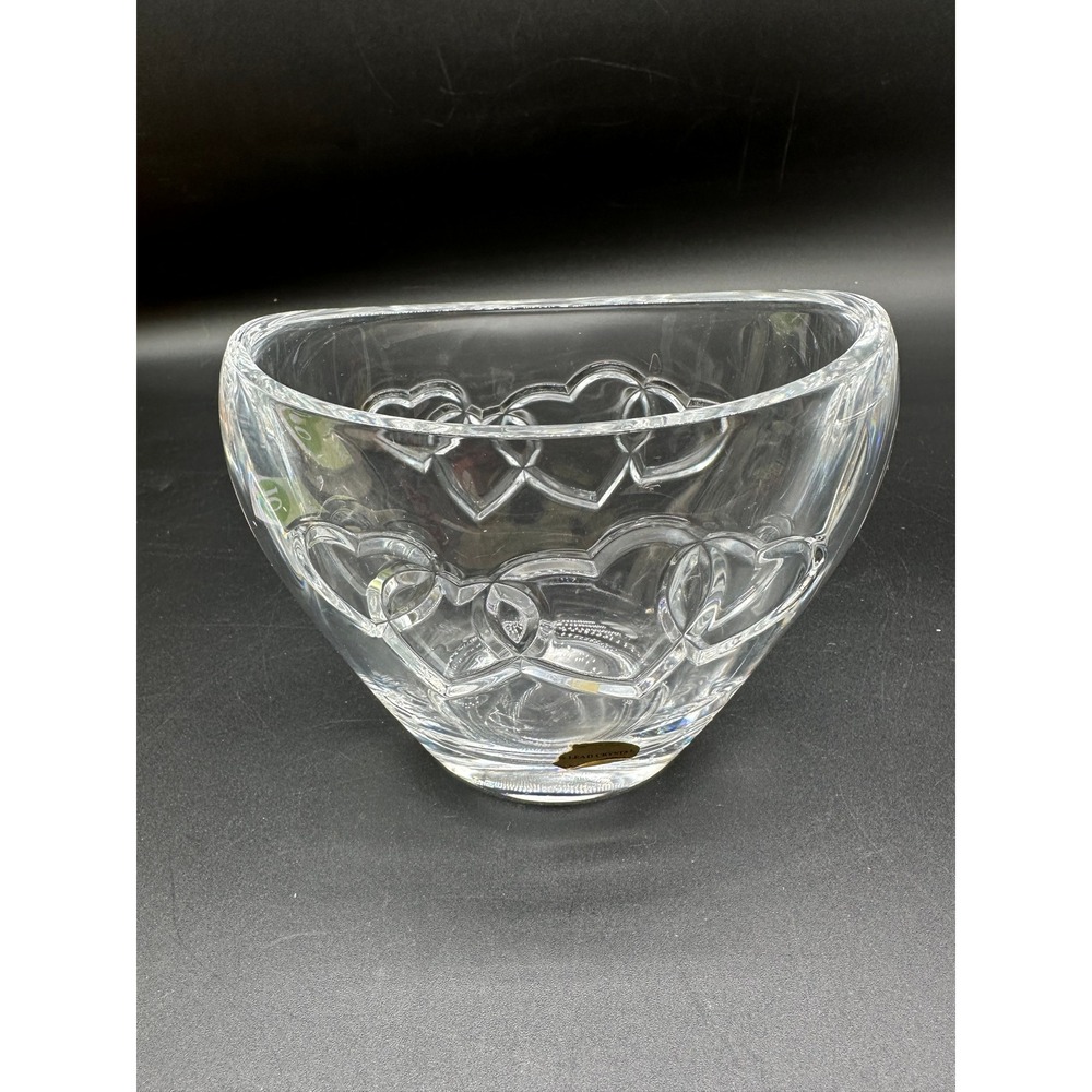 Lead Crystal Heart Bowl Vintage Heavy Crystal Valentine Centerpiece Decor‎
